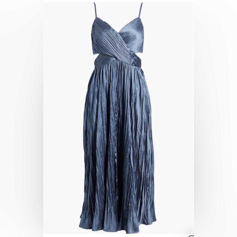 Lulu's Steel Blue Crinkle Maxi Dress